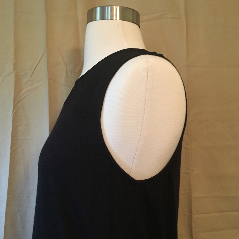 J Crew Chiffon Yoke Fringe Black Tank Sz XS - Picture 4 of 8